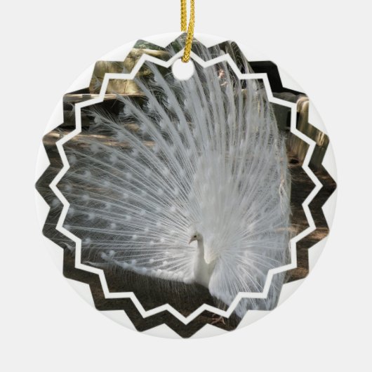 White Peacock Ornaments Keramisch Ornament (Voorkant)