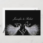 White Peacocks Heart Monogram Weddenschap Kaart (Voorkant / Achterkant)