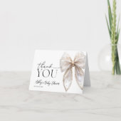 White Pearl Bow Baby shower Dank u kaart (Voorkant)