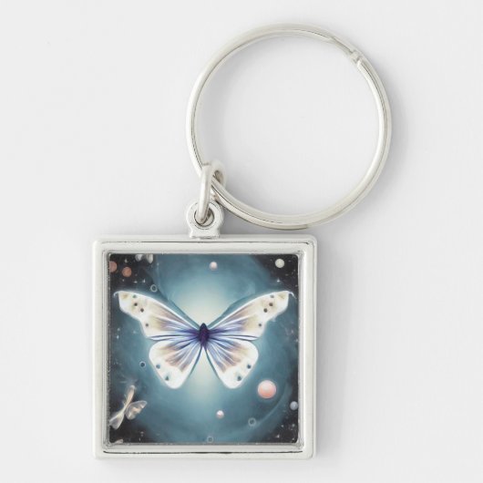 White Pearl Butterfly Sleutelhanger (Voorkant)
