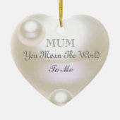 White Pearl Effect Editable Moederdag Keramisch Ornament (Voorkant)