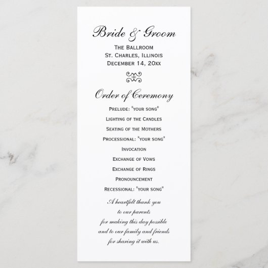 White Pearls and Blue Lace Wedding Program Programma (Achterkant)