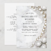 White Pearls Bachelorette Invitation du week-end (Devant / Derrière)