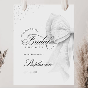 White Pearls Bow Vrijgezellenfeest Poster