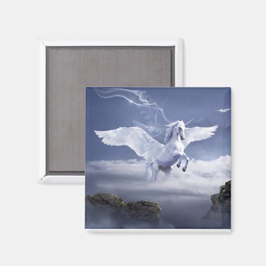 White Pegasus Stallion Horse Magnet Magneet (Voorkant / Achterkant)