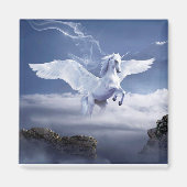 White Pegasus Stallion Horse Magnet Magneet (Voorkant)