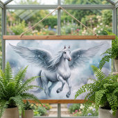 White Pegasus Wings Soft Blue Sky Dreamscape Hangend Wandkleed