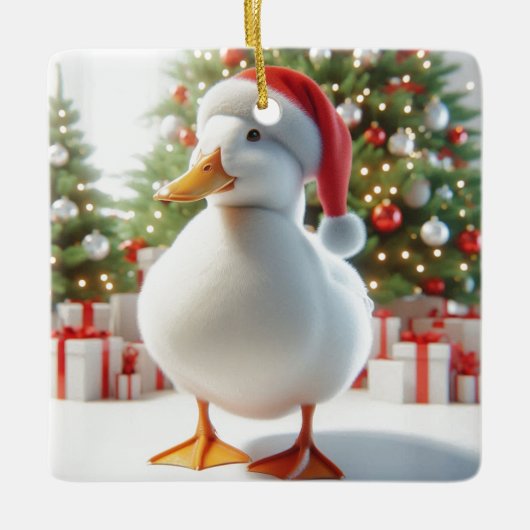 White Pekin Duck Gepersonaliseerd Back Ornament (Voorkant)