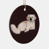 White Pekingese Dog Keramisch Ornament (Rechts)