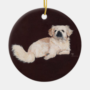White Pekingese Dog Keramisch Ornament