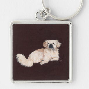 White Pekingese Dog Sleutelhanger