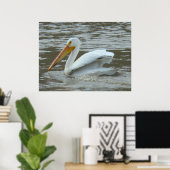White Pelican on Muddy River Poster (Thuiskantoor)
