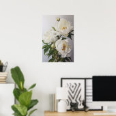 White Peonies Flower Art Imprimer Poster (Bureau à domicile)