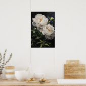 White Peonies Flower Art Imprimer Poster (Cuisine)