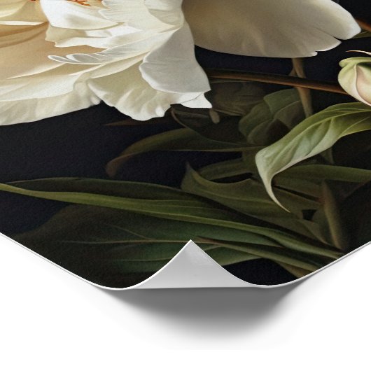 White Peonies Flower Art Imprimer Poster (Coin)
