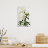 White Peonies Flower Art Imprimer Poster (Cuisine)