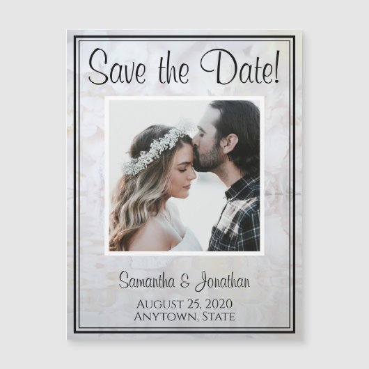 White Peonies Reflections Wedding Save the Date (Voorkant)