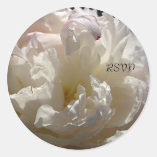 White Peony 2 RSVP Wedding Invitation Seals Ronde Sticker