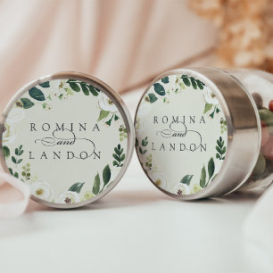 White Peony Aangepaste Floral Wedding Ronde Sticker