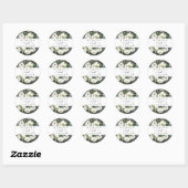 White Peony | Aangepaste Floral Wedding Ronde Sticker (Vel)
