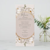 White Peony & Blush Rose Floral Wedding  Menu (Staand voorkant)