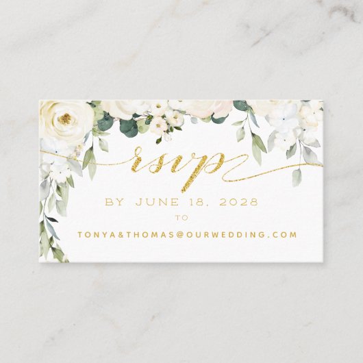 White Peony Epiphany Wedding Carte en ligne RSVP (Devant)