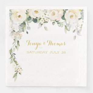 White Peony Epiphany Wedding Dinner Napkins Servet