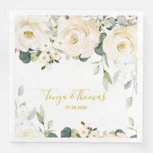 White Peony Epiphany Wedding Dinner Napkins Servet
