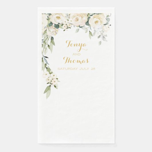 White Peony Epiphany Wedding Long Dinner Napkins Servet (Voorkant)