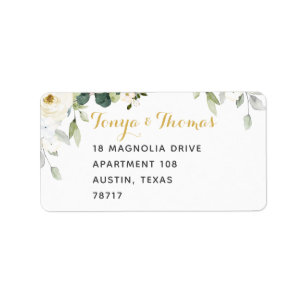 White Peony Epiphany Wedding Mailing Label