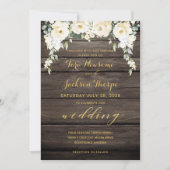 White Peony Epiphany Wedding Rustic Barn Board Kaart (Voorkant)