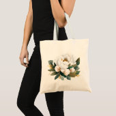 White Peony Eucalyptus Gold Flower Tote Bag (Voorkant (product))