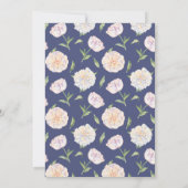 White Peony Floral Blue Wedding Invitations (Dos)