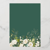 White Peony Floral Gold Geometric Wedding Folie Uitnodiging (Achterkant)