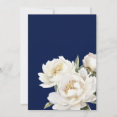 White Peony Floral Navy Wedding Arch Invitation Kaart (Achterkant)