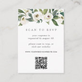 White Peony | Floral QR Code Wedding RSVP Informatiekaartje (Voorkant)