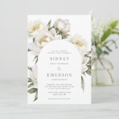 White Peony Floral Wedding Arch Uitnodiging (Staand voorkant)