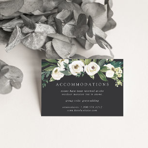 White Peony Floral Wedding Hotel Accommodations Informatiekaartje