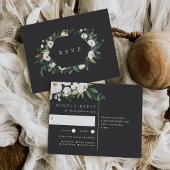 White Peony Floral Wedding Meal Choice RSVP Briefkaart