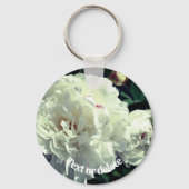White Peony Flower Phases Personalised Sleutelhanger (Achterkant)