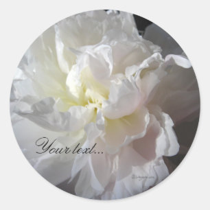 White Peony Flower Wedding Invitation Seals Ronde Sticker