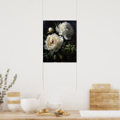 White Peony Flowers Art Imprimer Poster (Cuisine)