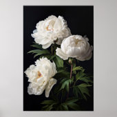 White Peony Flowers Art Imprimer Poster (Devant)