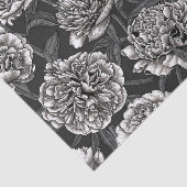 White peony flowers on dark gray tissuepapier (Detail)
