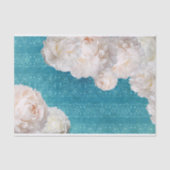 White Peony Flowers on Turquoise Damask Pattern Tissuepapier (Voorkant)