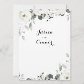 White Peony Green Faire-part de mariage (Dos)