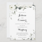 White Peony Green Faire-part de mariage (Devant)