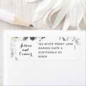 White Peony Greenery Return Address Mailing Label (Insitu)