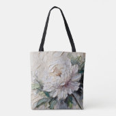 White Peony Impasto Art Draagtas (Achterkant)