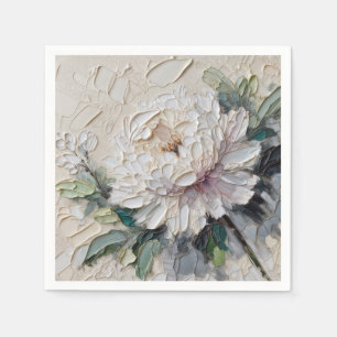 White Peony Impasto Art Servet